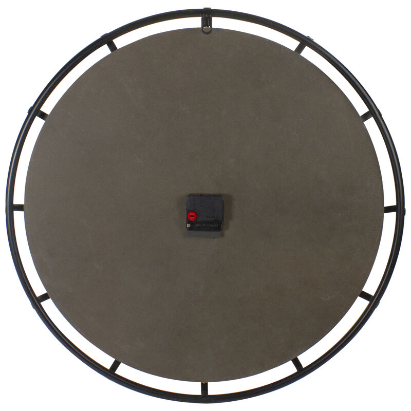 23.5" Black Metal and Wood Country Rustic Round Wall Clock