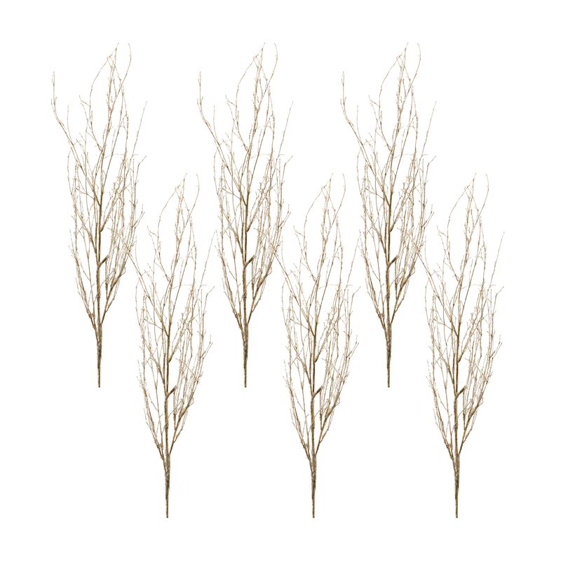 Set of 6 Glittered Decorative Branches for Holiday, Seasonal, and Home Decor