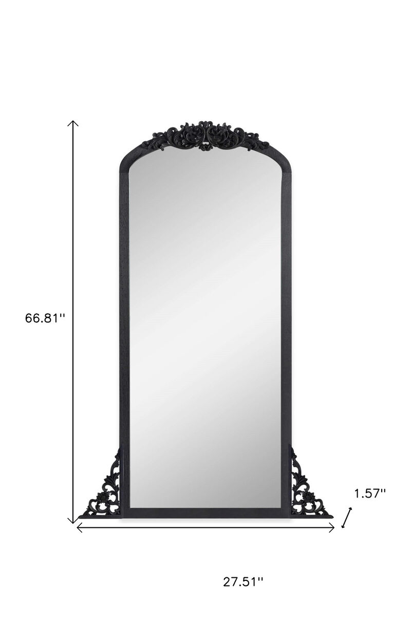 HomeRoots 67" Black Solid Wood Framed Full Length Mirror image number 4