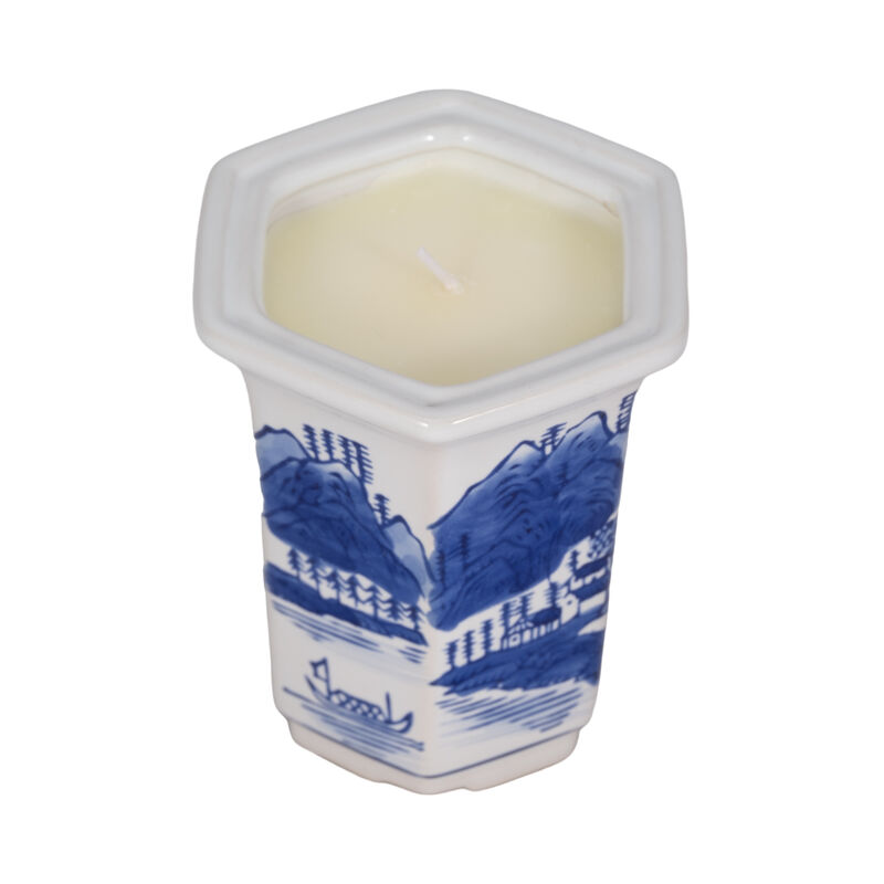 4", 6oz  Chinoiserie Candle , Blue/white image number 3