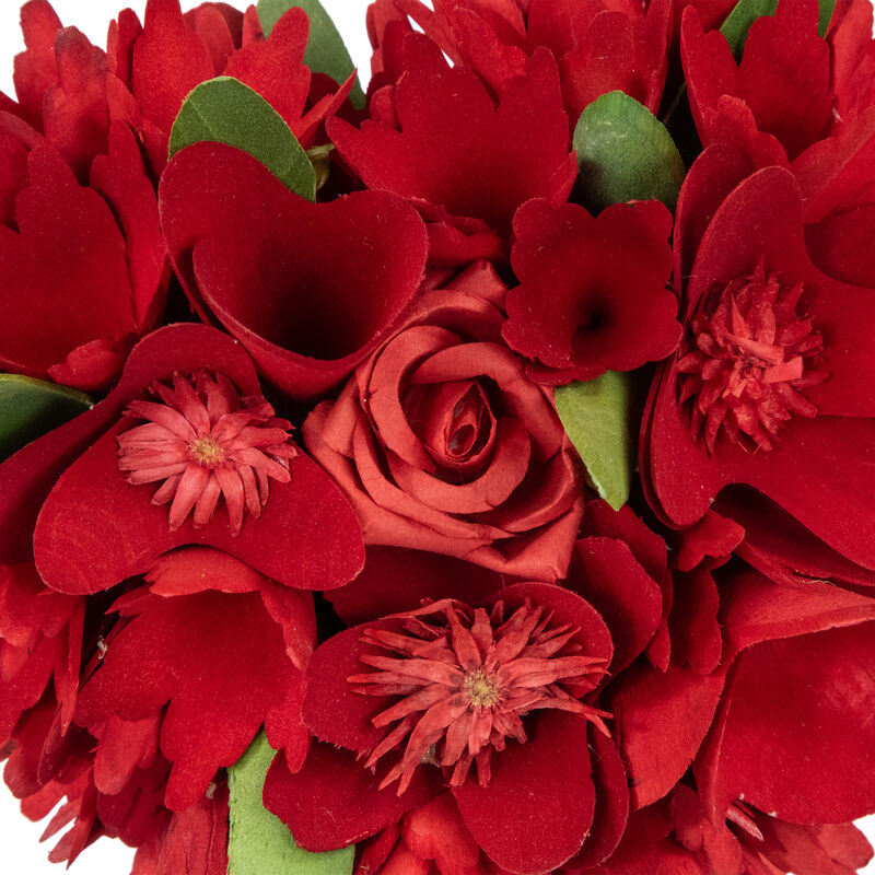 Wooden Mixed Floral Valentine's Day Artificial Potted Topiary - 14" - Red image number 4