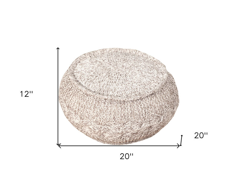 Round Geometric Pouf Ottoman – Cotton Upholstered Accent for Living Room