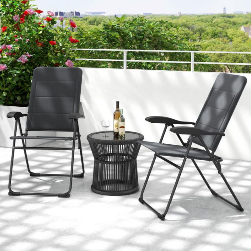 Hivvago 2 Pieces Outdoor Folding Patio Chairs with Adjustable Backrests for Bistro and Backyard