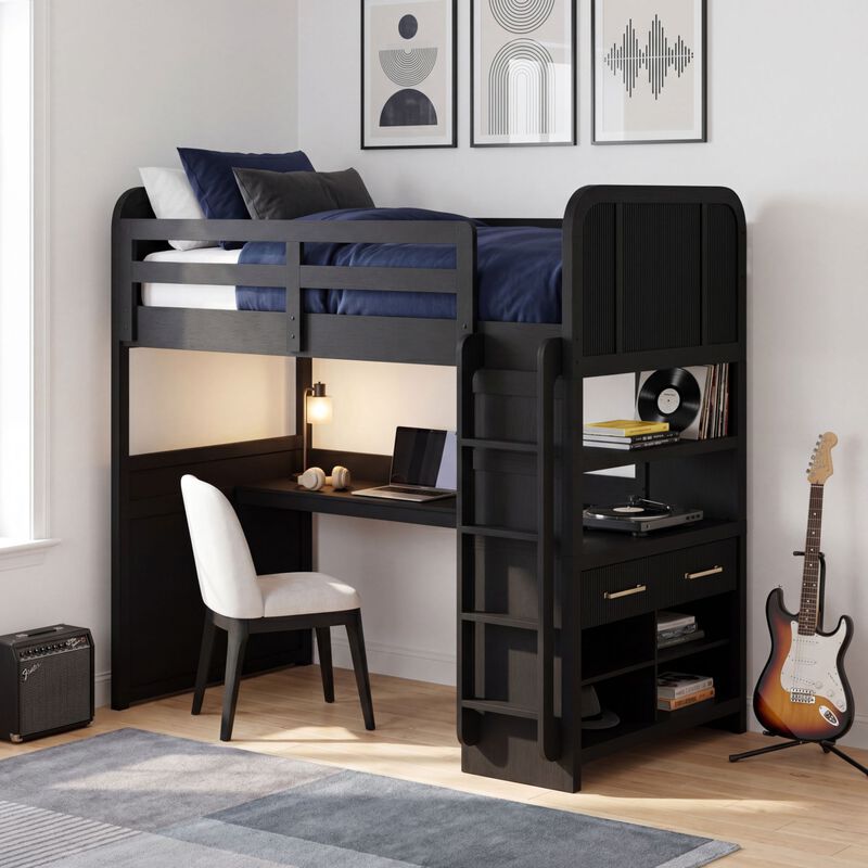 Ridgemont Twin Loft Bed in Black image number 1