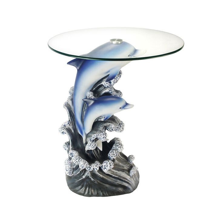 Contemporary Round End Table with Durable Glass Surface and Minimalist Design