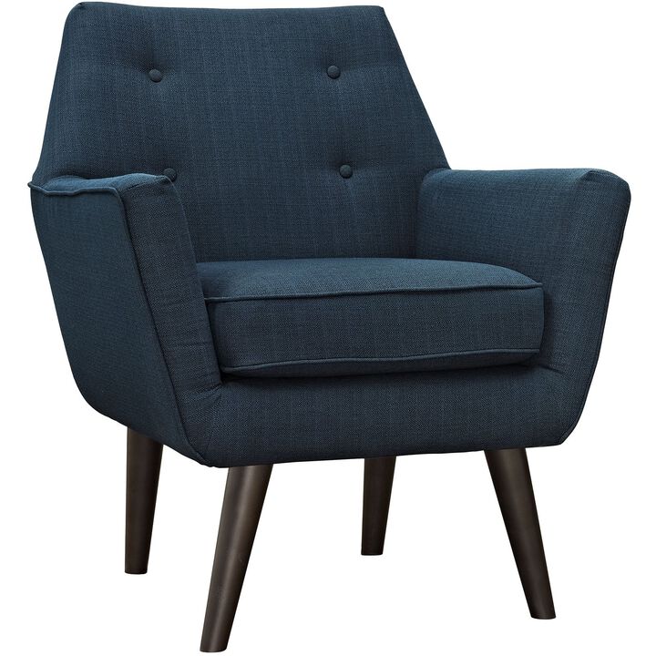 Modway Posit Mid-Century Modern Fabric Upholstered Accent Lounge Arm Chair In Azure
