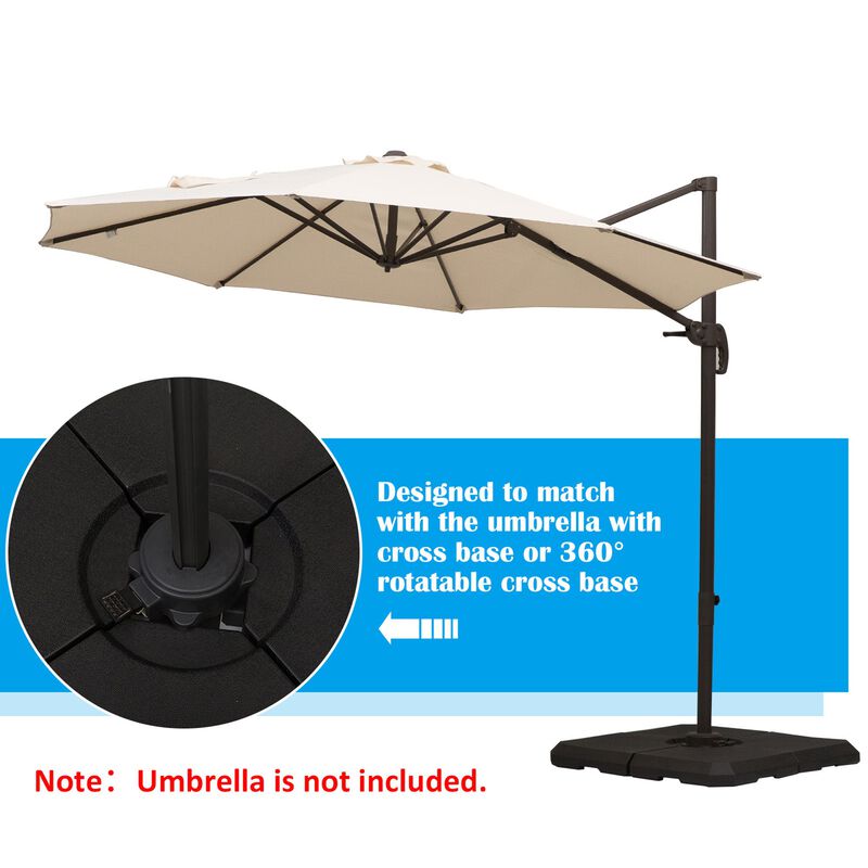 Cantilever Umbrella Base Stand Holder with Channel Grooves for Powerful Support  4-Piece  Black image number 5