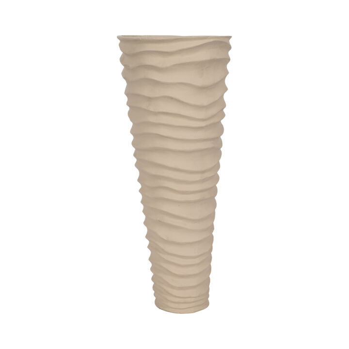 Metal 18" Rugged Vase, Ivory