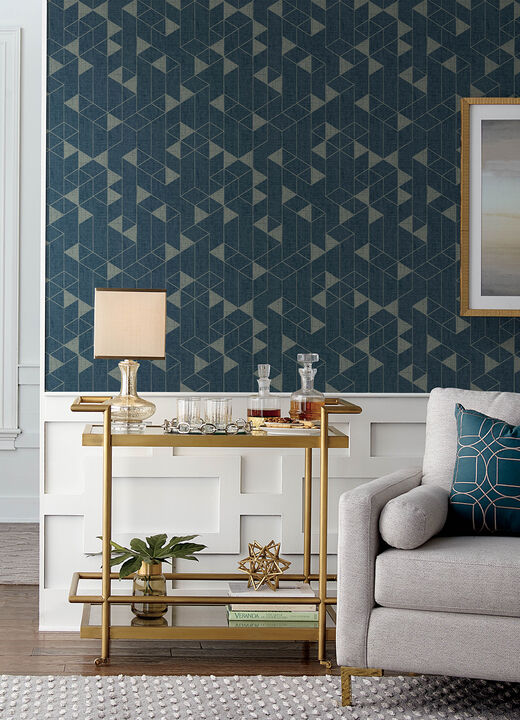 Fairbank Navy Linen Geometric Wallpaper