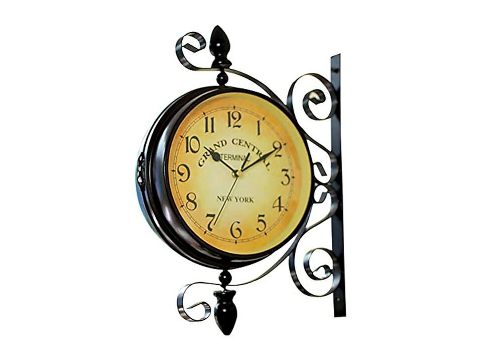 Vintage Double Sided Rotating Two Wall Clock 13 Inch Silent Non Ticking