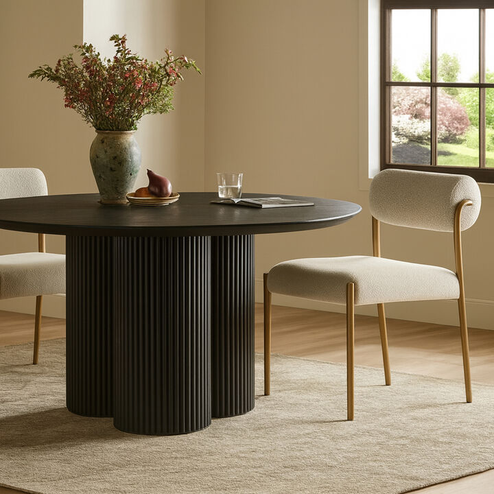 Meridian Furniture Carly Taupe Vegan Leather Seat / Boucle Fabric Back Dining Chair, Set of 2