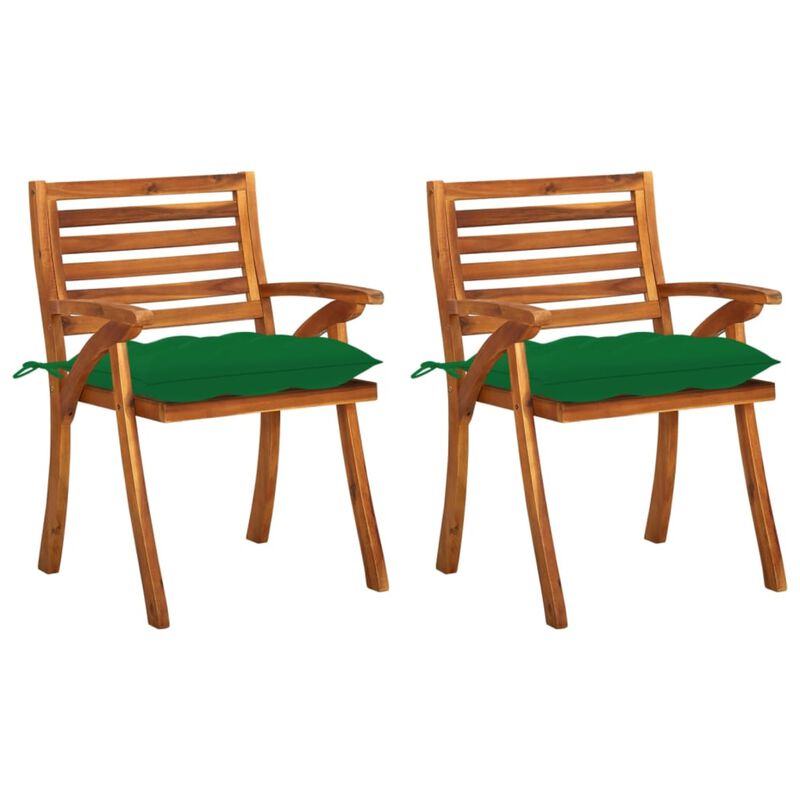 vidaXL Garden Dining Chairs with Cushions 2 pcs Solid Acacia Wood image number 0