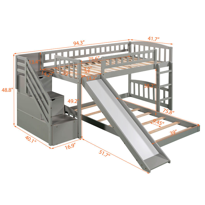 Merax Bunk Bed with Two Drawers and Slide image number 9