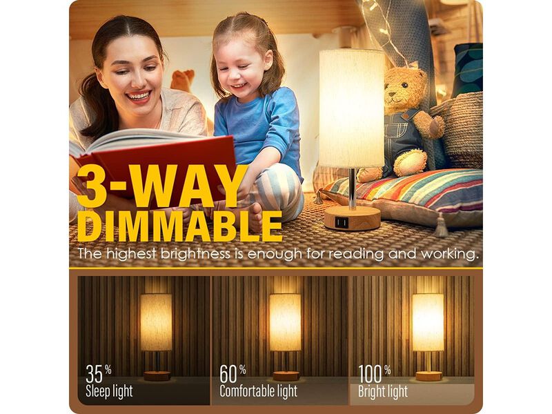 Bedside Table Lamp with USB Port - Touch Control image number 2