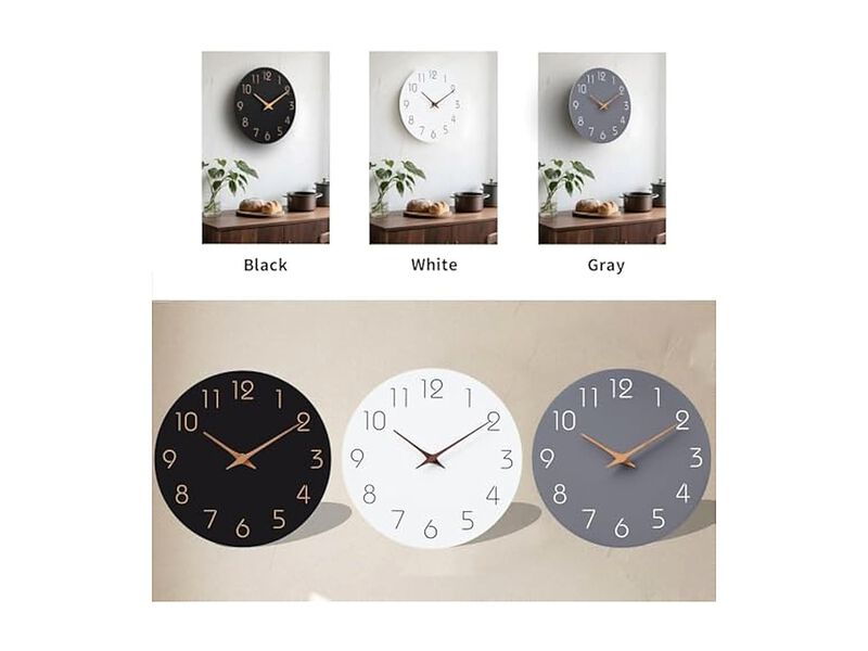 Black Simple Minimalist Wall Clock 12 Inch Silent Non Ticking Modern image number 2