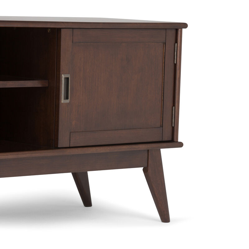 Draper SOLID HARDWOOD 60 inch Wide Mid Century Modern TV Media Stand in Medium Auburn Brown For TVs up to 65 inches