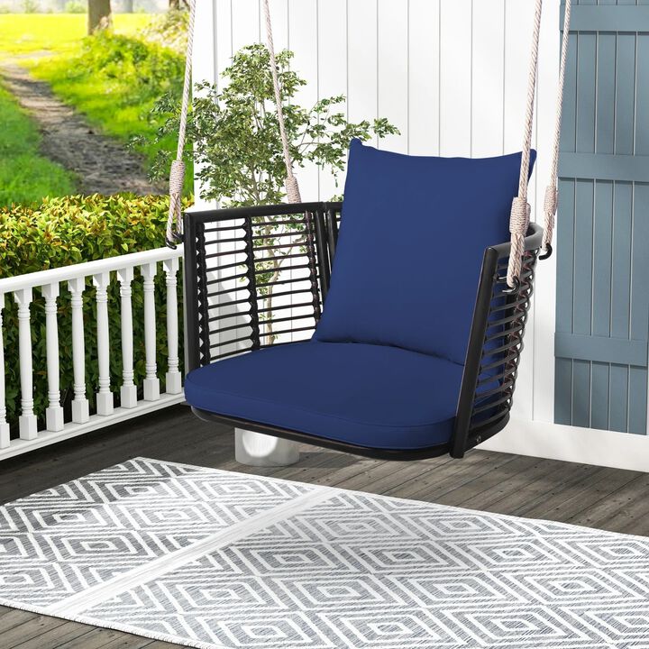 Mondawe Porch Swing Patio Hanging Rattan Chair with Zippered Cushions and Rope