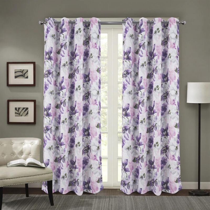RT Designers Collection Eden Printed Blackout Grommet Window Curtain Panel 54" x 84" Lilac