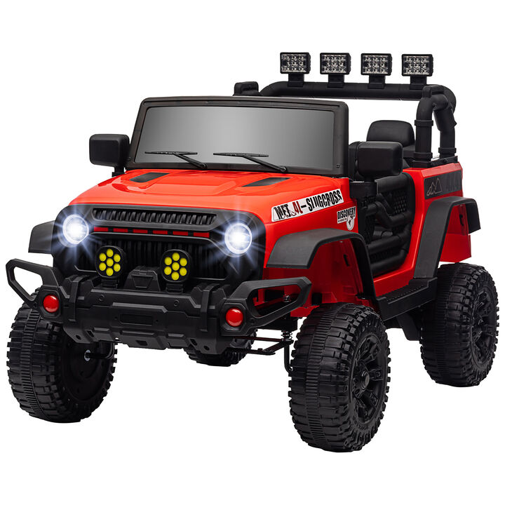 BreeBe 12V Battery Powered Ride on Car, Ride on Truck w/ Remote, 4 Suspension Wheels, Music Horn Lights