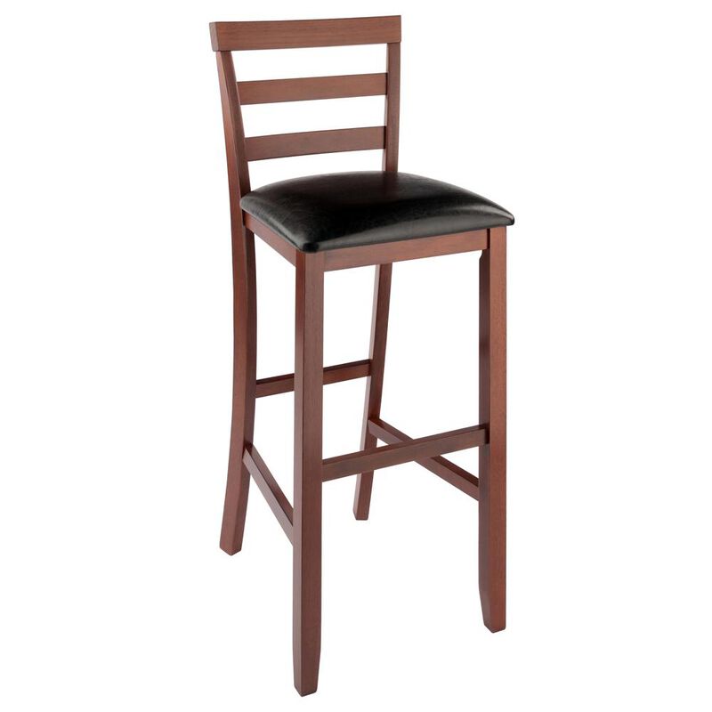 Simone Cushion Ladder-back Seat Bar Stools, 2-Pc Set, Black & Walnut