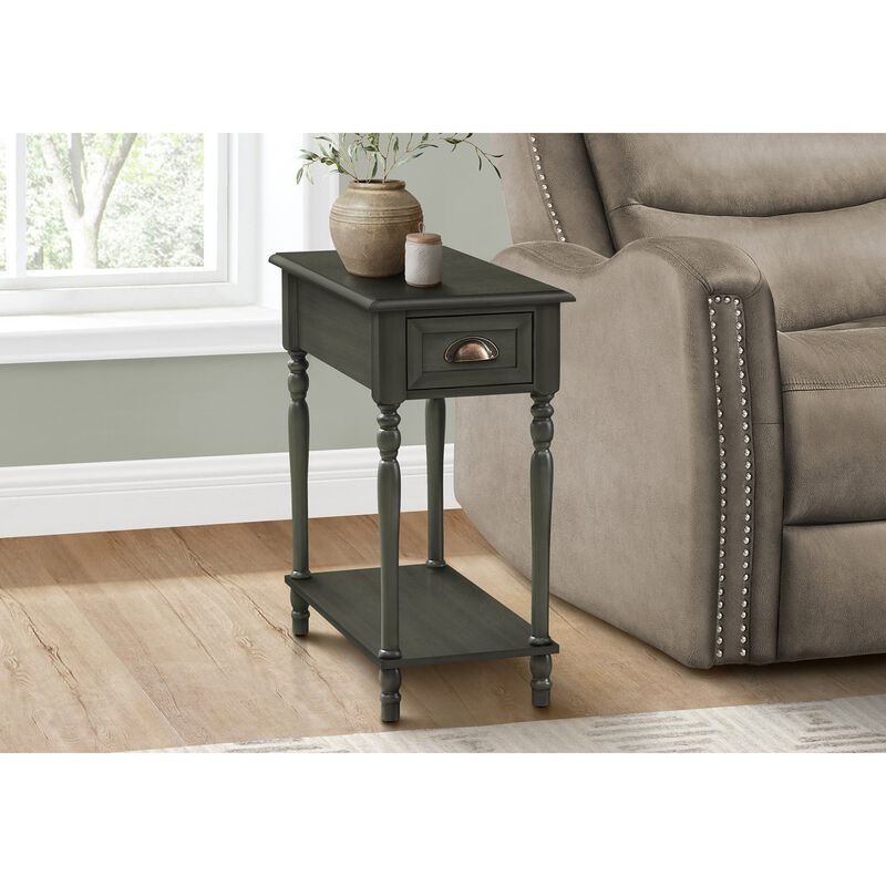 Monarch Specialties I 3968 - Accent Table, 2 Tier, Side Table, End, Narrow, Nightstand, Bedroom, Lamp, Storage Drawer, Traditional