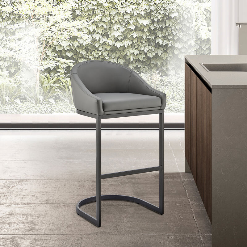 Atherik Bar Stool in Metal/Faux Leather