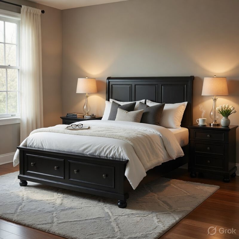 Queen Size Bedroom Set, Black Finish, Storage Bed with Drawers, 3-Piece Set with Bed and Two Nightstands image number 8