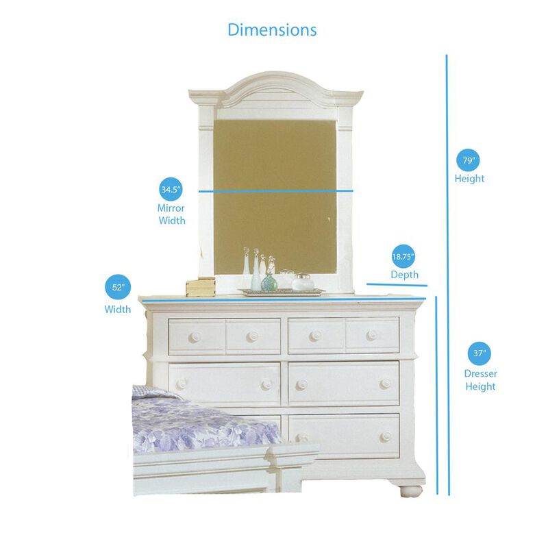 American Woodcrafters Cottage Traditions Double Dresser with Mirror - White Cottage image number 2