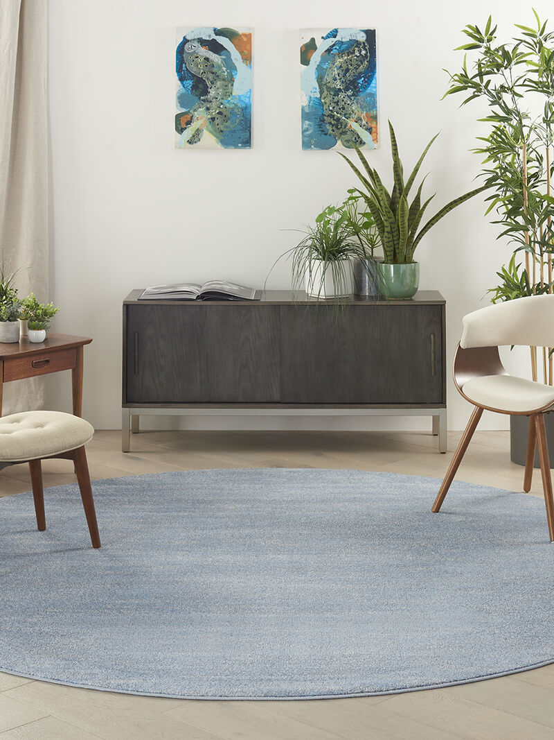 Nourison Essentials NRE01 Blue/Gray 8' x Round Rug image number 9