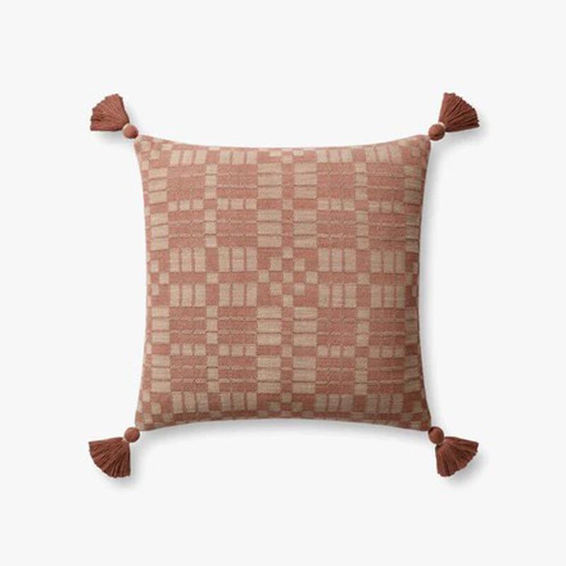 Ellery PCJ0017 Clay 18''x18'' Polyester Pillow by Chris Loves Julia x Loloi