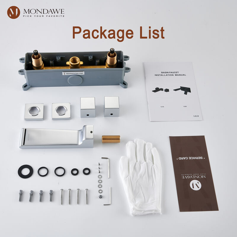 Mondawe Luxury 8 in. Widespread Wall Mounted Bathroom Faucet with Double Handles with Valve (1-Pack)