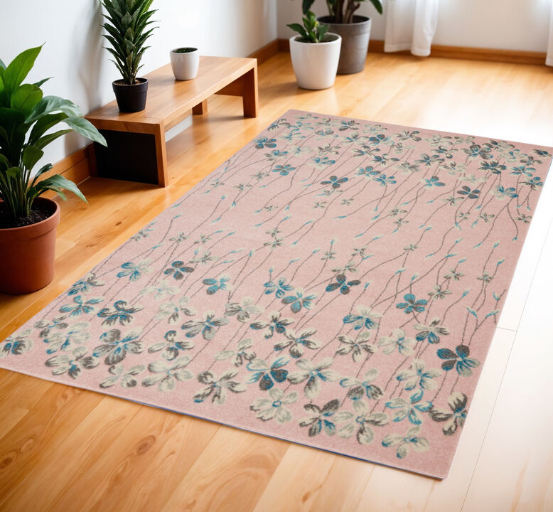 HomeRoots Botanical Leaves Area Rug