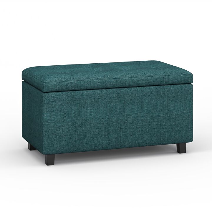 Cosmopolitan Storage Ottoman in Teal Polyester Fabric