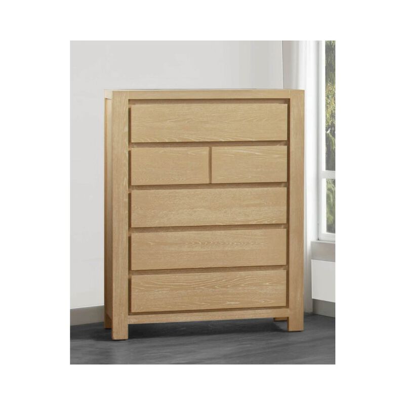 Best Quality Furniture Rubber Wood Light Oak Natuiral Finish Chest image number 1
