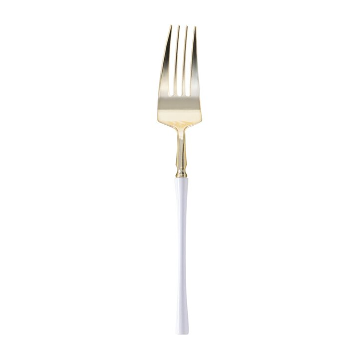 Gold with White Handle Moderno Plastic Dinner Forks (240 Forks)