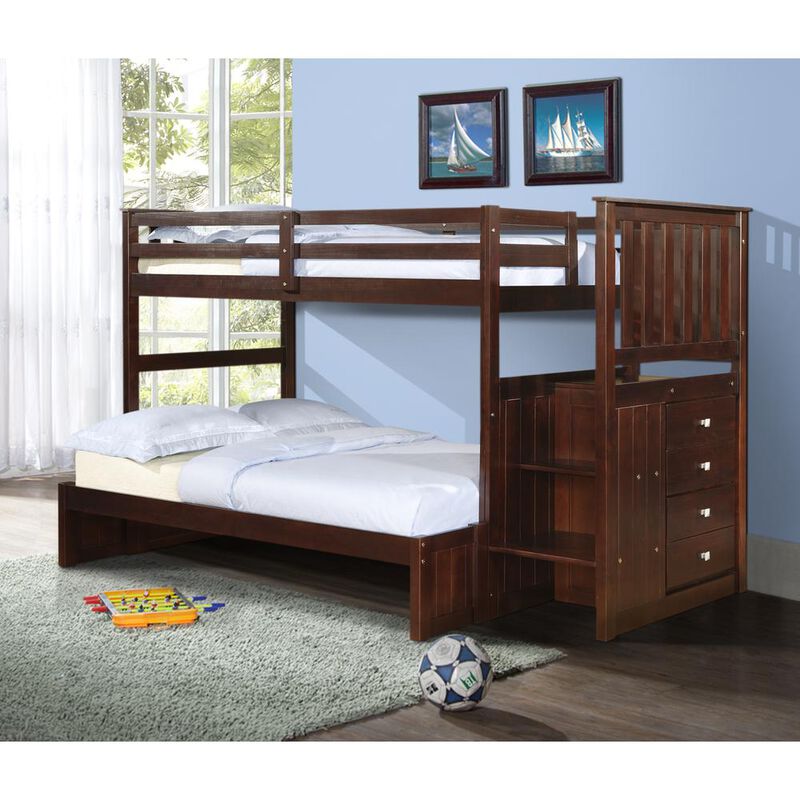 Donco Trading Twin/Full Mission Stairway Bunk Bed