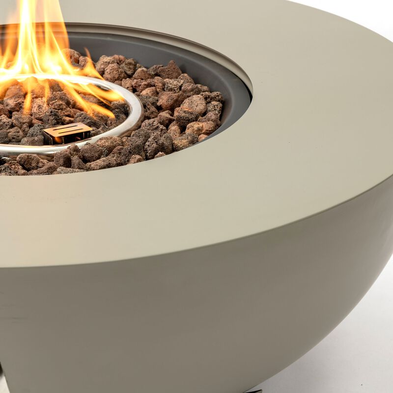 Mondawe 36 Inch Grey Round Iron Fire Pit Table,Adjustable Flame Multi Functional Table