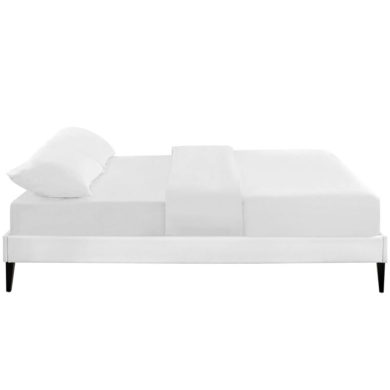 Modway Sharon Vinyl Bed Frame with Squared Tapered Legs, Queen, White image number 4