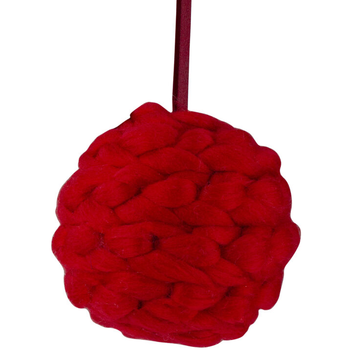 5.5" Red Yarn Ball Hanging Christmas Ornament