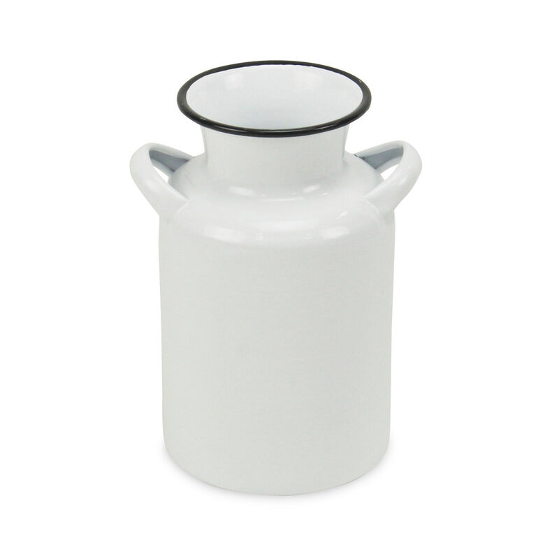 Hivvago 8 Inch Black And White Metal Jug Vase