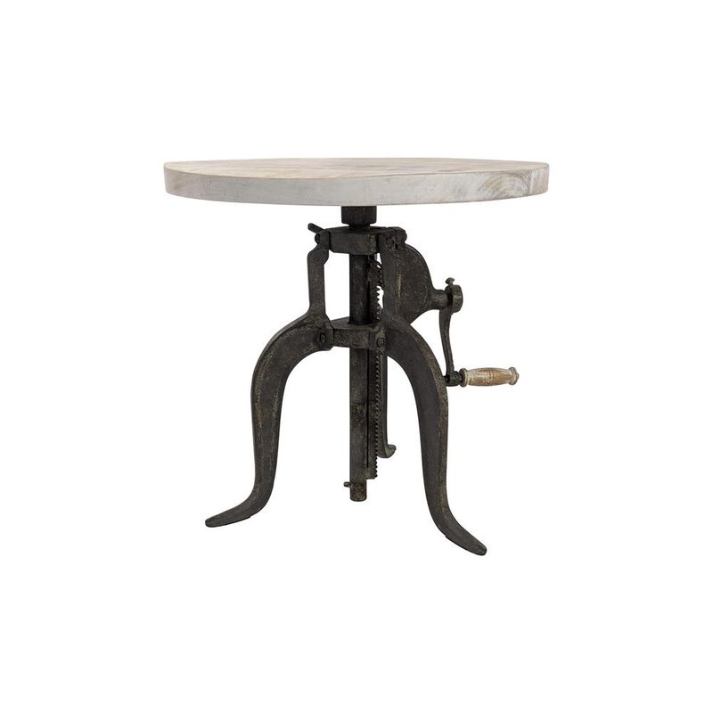 Carolina Living Regan Adjustable Accent Table - Natural Driftwood Top - Aged Iron Base