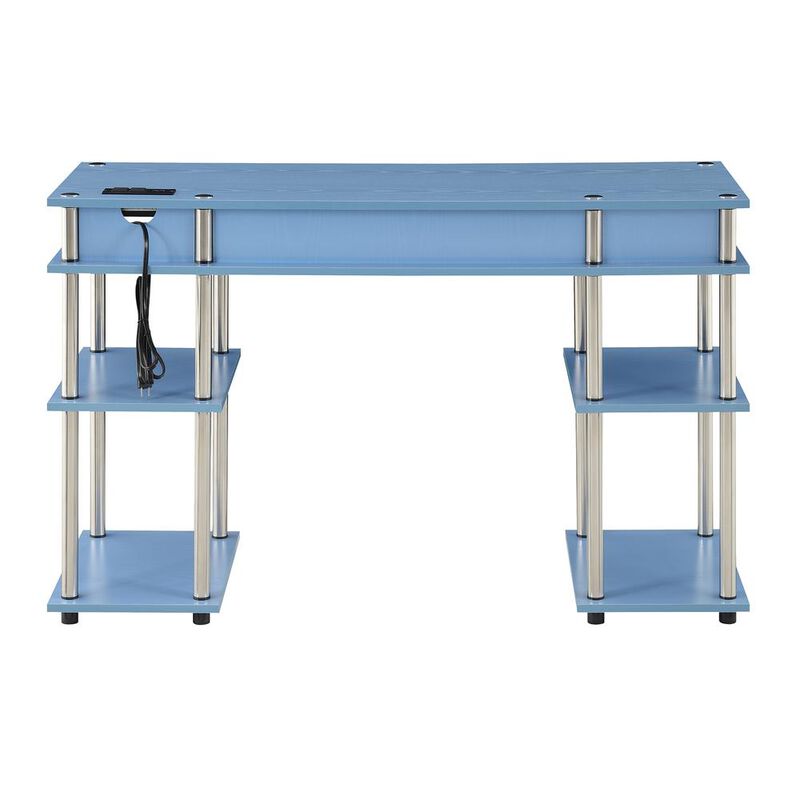 Convenience Concepts Designs2Go No Tools Student Desk With Charging Station, Blue