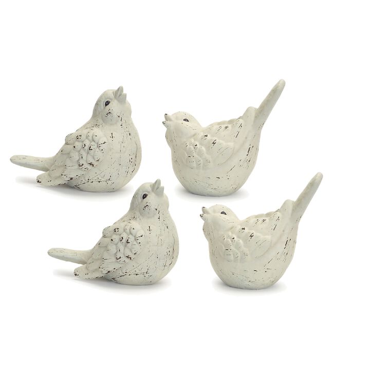 Decorative Terracotta Bird Figurines Set of 4 for Garden Accent