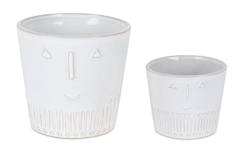 Hivvago White Set of Two Porcelain 4.4329 ounce Round Pot Planter
