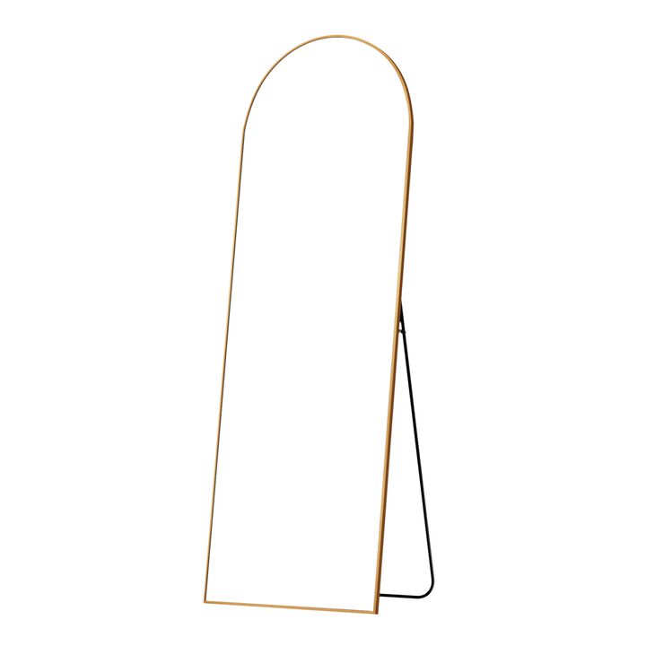 HomeRoots 69" Gold Arch Freestanding Framed Full Length Mirror