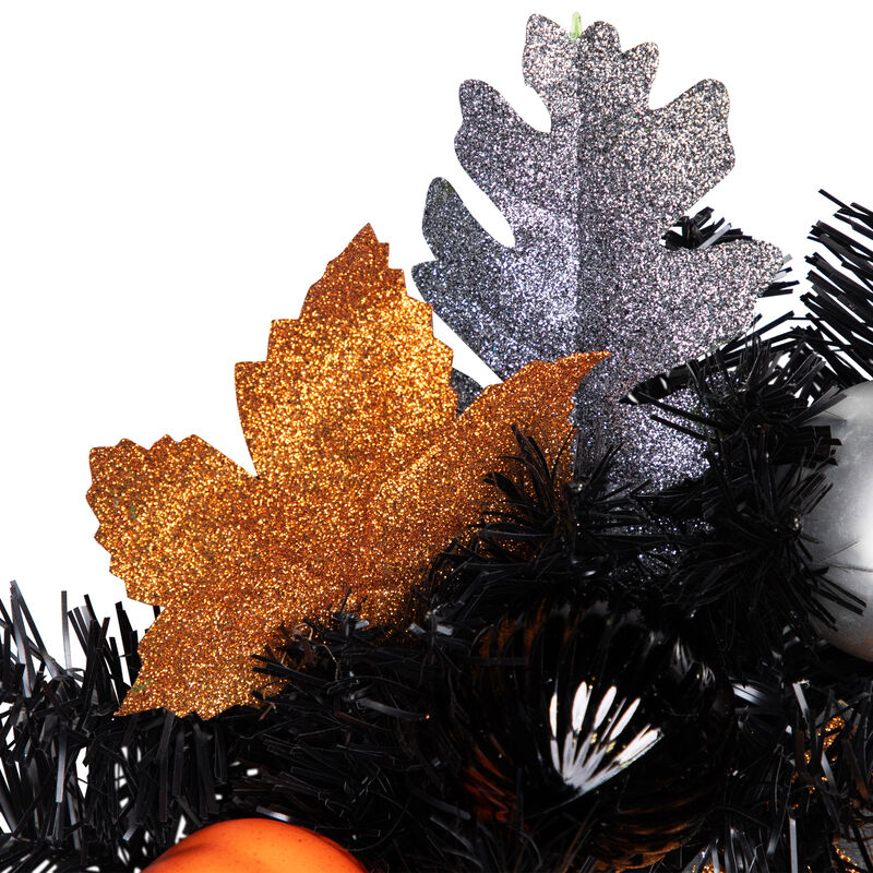 Orange and Black Haunted House Halloween Wreath  24-Inch  Unlit image number 3