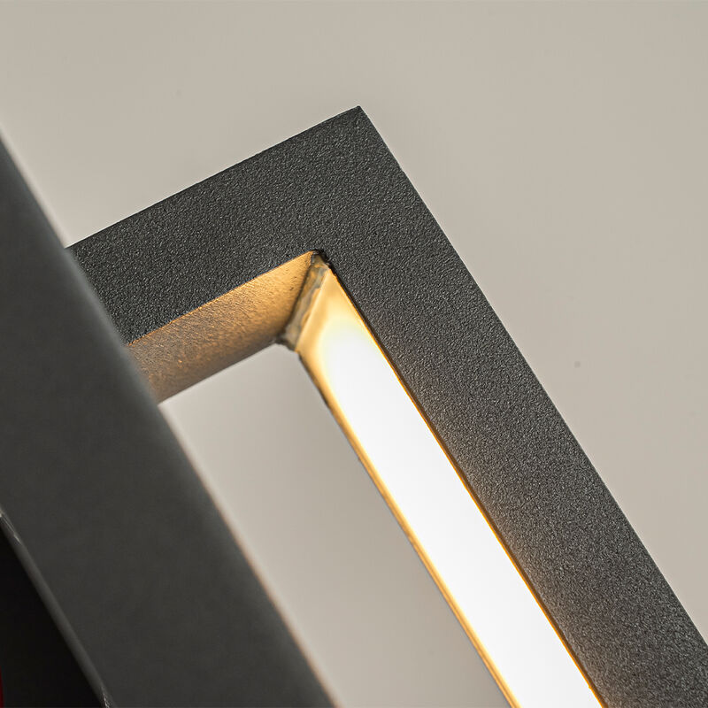 1-Light H20 in Minimalist Modern Linear 23W Integrated LED Outdoor Wall Sconce with Dusk to Dawn Sensor in Matte Black for Porch Patio image number 4