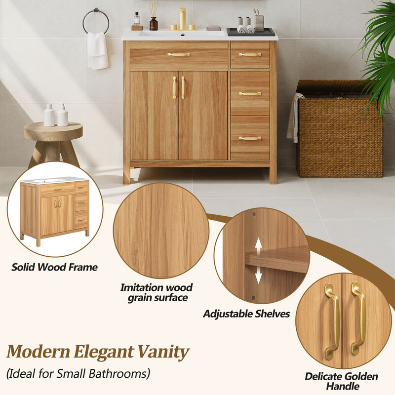 Merax Wood Bathroom Vanity with Solid Wood Frame