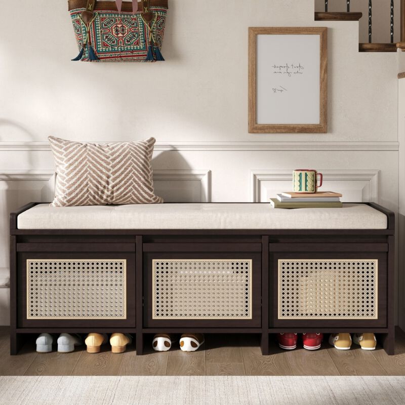 Seckbo Retro Button Tufted Upholstered Storage Bench image number 2