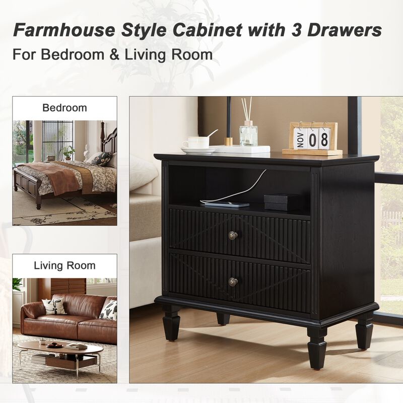 Kasrom Farmhouse Nightstand image number 6